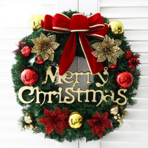 30CM Christmas Wreath Ornament Artificial Garland Ribbon Christmas Tree Door Frame Decorations