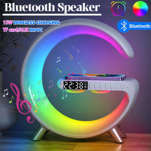 【Original】Bluetooth Speaker 15W Wireless Charger with Alarm Clock & RGB Night Light Multifunctional Portable Subwoofer Mini Speaker