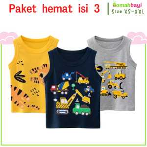 Omah Bayi - Paket Isi 3 Kaos Singlet Anak Laki-laki Lekbong anak Kaos Kutung Anak Cowok Distro Usia 1-8 Tahun