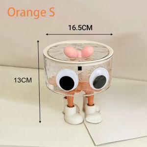 Cute Cartoon Clear Desktop Storage Box Large Capacity Snack Organizer with Lid for Table Decor