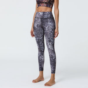 FITCOO กีฬากางเกงโยคะใหม่สำหรับผู้หญิงเลคกิ้งพิมพ์ลายเสือดาวเอวสูงรัดรูปกีฬาและเสื้อผ้าออกกำลังกายโยคะ