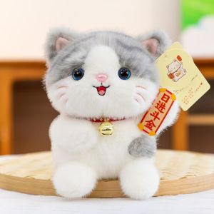 GOUPDO Vải nhung Móc khóa thú nhồi bông hình mèo Vải nhung mềm mại Cổ áo chuông Phụ kiện túi xách Quà tặng sáng tạo Chi tiết thêu  dây chuyền mèo nhồi bông Trang trí ba lô