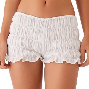 Sweet Ruffle Frilly Cake Shorts Vintage Pajama Lounge Shorts for Womens Smocked Ruched Bloomers Pettipants Sleepwear