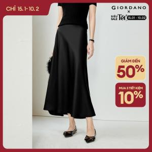 GIORDANO Váy Nữ Cao Cấp Mercerized Acetate Váy Bên Trong Co Giãn Trơn Đơn Giản Thời Trang Váy Midi Free Shipping 18464902