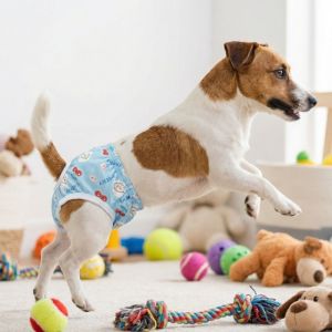 DGFDF Cartoon Print Pet Physiological Pants Adjustable Breathable Washable Dog Diapers Practical Comfortable Pet Protective Pants Dogs in Heat