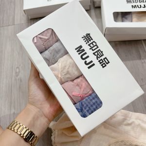 Combo 5 quần lót nữ hoa văn kẻ caro MUJI kháng khuẩn siêu thoáng - 8818