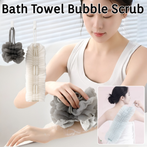 FaSola Bath Towel Bubble Scrub Back Pull Back Bath Ball Mesh Sponge 2-in-1 Strong Rubbing Back Rubbing Fabulous Showering Tool