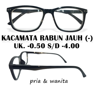 Kacamata Untuk Mata Minus (Rabun Jauh) Cocok Pria Wanita Ready Ukuran -0.50 s/d -4.00 Bentuk Kotak Frame Ringan - MINUS MURAH