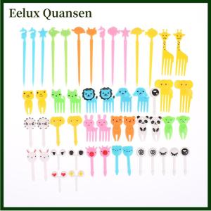 Eelux 52pcs Mini phim hoạt hình động vật trái cây ngã ba trẻ em tráng miệng ngã ba bên trang trí