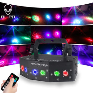 ALIEN 6 Lens Patterns RGB Disco DJ Laser Light Projector DMX Remote Stage Lighting Effect for Party Holiday Dance Wedding Lamp