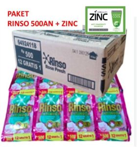 Bundling Shampo Zinc Sacet + Rinso Cair 500 an Kemasan 18 ml Anti Bakteri Hilangkan Noda Efektif Lembut Untuk Kulit Sensitif