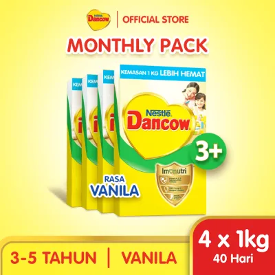 Nestlé Dancow 3+ Rasa Vanila 3-5 Tahun 1kg x4 (Monthly Pack)