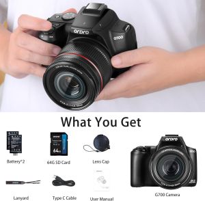 Ordro G700 máy ảnh kỹ thuật số 64MP 4K Máy Ảnh máy ảnh vlogging Cho Youtube 30fps Wifi 12X Zoom quang học Máy Quay Video Máy Quay Flash Camera ghi hình