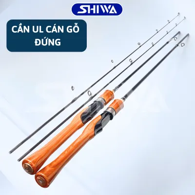 Cần Lure UL Máy Đứng Cần Lure Cán Gỗ Cần Máy UL Đỏ 1M68 1M8 Cần Máy Đứng 2 Khúc Đồ Câu Shiwa
