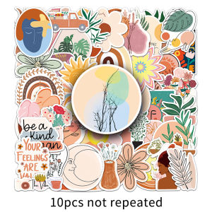 50PCS Vintage Art Bohemia Sticker Retro Boho Cartoon Morandi Decals Guitar Phone Laptop Scrapbook Notebook Case Sticker