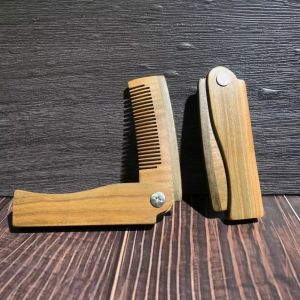 NAELIN Thiết kế gấp Lược gỗ Lược chải tóc Gỗ đàn hương tự nhiên Bàn chải chải râu Chất lượng cao Công cụ tạo kiểu tóc Cọ chải ria Dành cho nam giới