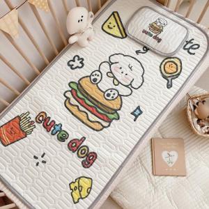 BL Baby Summer Sleeping Mat with Pillow Case - Cooling Viscose Fiber Latex Mat Set Kids Cartoon Panda Strawberry Summer Bed Sheet Pad