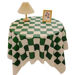 MKEB MALL Cotton Checkerboard Tablecloth Dustproof Korean Style Plaid Tablecloth INS Colourful Table Cover Round Table