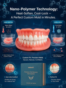 Full Mouth Dentures Advanced Complete Set/Comfort Fit Denture Kit For Adults/Durable Materials/Natural Look/Replacement Teeth Solution