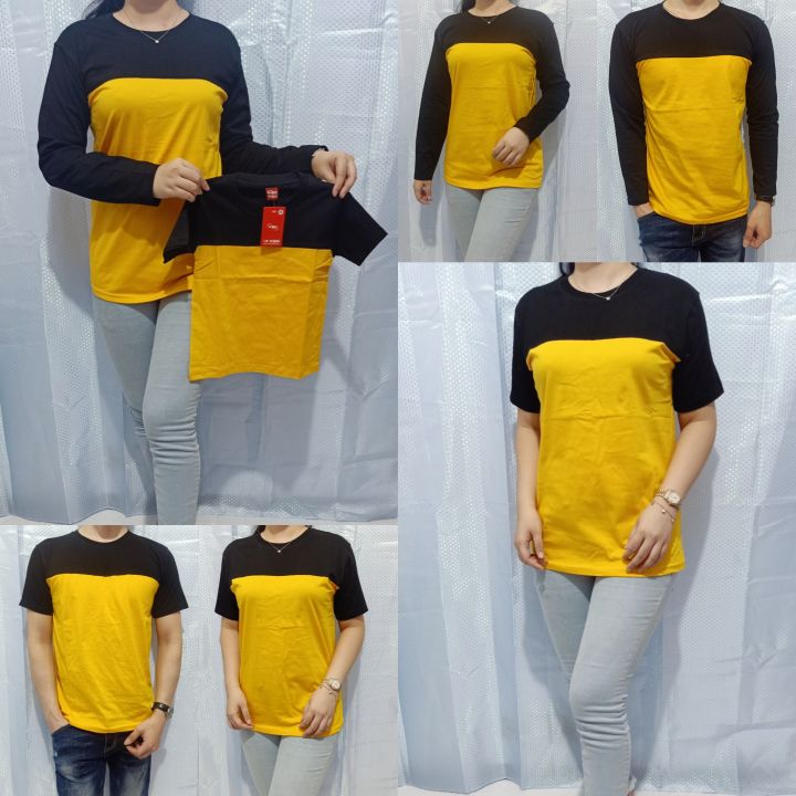 Kaos polos reglan KOMBINASI KUNING-HITAM Uk XXS(20) XS(20) S M L XL XXL