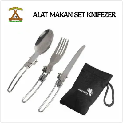 Alat Makan Set Lipat Stainless Steel / Travel eating set 3 in 1