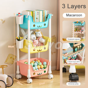 SALVO 3/4/5 Layers Multipurpose Storage Rack With Wheels Baby Trolley Cart Organizer Shelf Toy Storage Rack