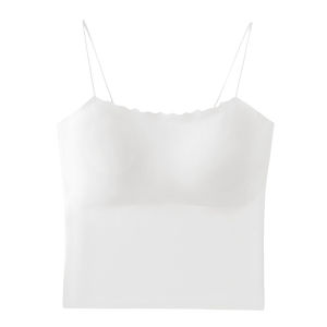 Maniyun One-piece Ice Silk Seamless Sling Latex Bra Women Short Tops Camisole With Padded