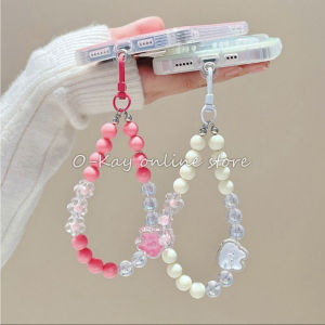 gantungan hp aesthetic Tali Rantai HP Motif Kartun Kelinci Manik-Manik Universal Lanyard
