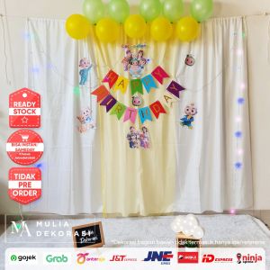 Backdrop Dekorasi Ulang Tahun Happy Birthday 1 set paket Tirai Pesta Anak Paket C0co Mel0n