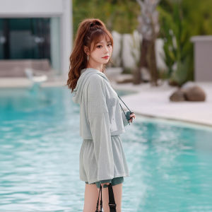 2026 Hot Sale [ Shipped from China ] New womens three-piece sporty swimsuit set with cover-up conservative sun- slimming suitable for beach and hot spring vacations B3