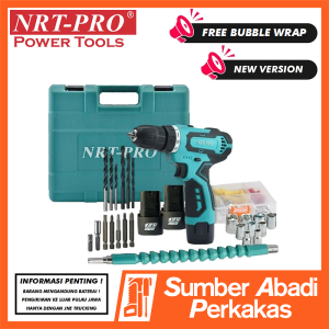 NRT-PRO DC 330 HD Mesin Bor Cordless Drill 26 Pcs Set Paket Baterai Batre Tangan Charger Cas 12V DC330 330HD