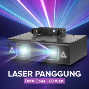 E&Q Lampu Sorot Panggung disco Sensor Suara 2 Laser Multiwarna Stage Light Double Head RGB DMX 60W