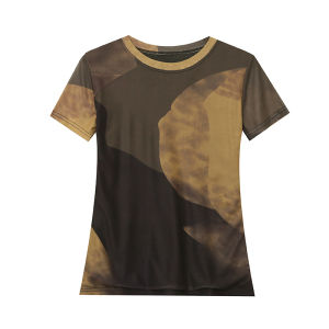REHIN Womens top New Summer fashion mesh short-sleeved T-shirt round-neck Slim fit S-3XL thin elegant trend blouse