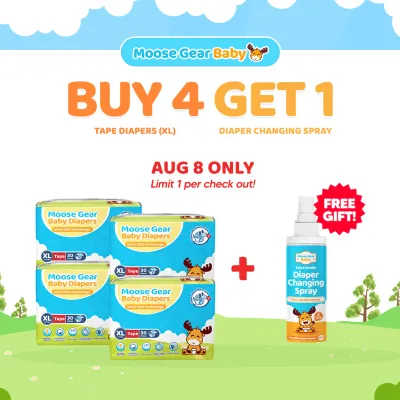 Moose Gear Baby Tape Diaper XL 120pcs (4PACKS) Super Absorbent No Leaks