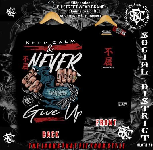 SOCIAL DISTRICT CLOTHING T-SHIRT KEEP CALM AND NEVER GIVE UP SDC