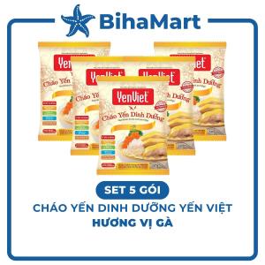 [SET 5 GÓI] - YENVIET - Cháo yến dinh dưỡng YenViet hương vị Gà Cháo yến thịt gà Yến Việt Cháo gà YenViet ăn liền (50g/gói)