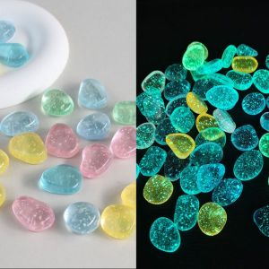 INNEWIN High Brightness Colorful Luminous Stone Glow in the Dark Long-lasting Aquarium Scenery Creative Micro Landscape Luminous Gravel for Walkway Decoration