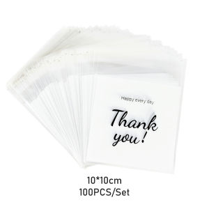 100Pcs Plastic Candy Gift Bags Thank You Party Decor Sandwich Bread Packaging Bags Transparent OPP Self Adhesive Pouch