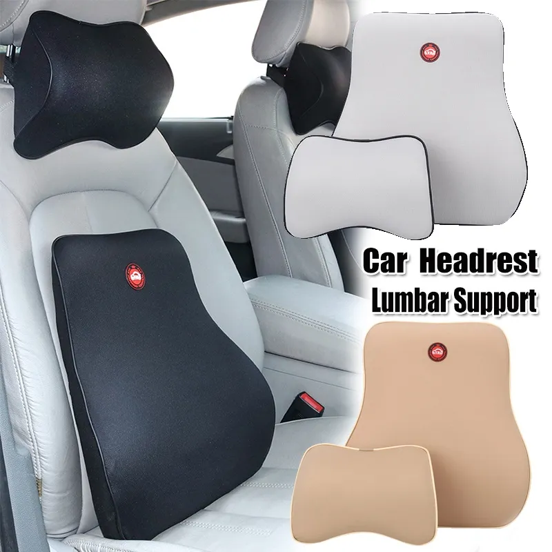 Car Headrest Set Memory Foam Pillow Car Backrest Cushion Waist Protector Lumbar Support Pillow