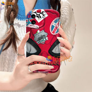 (Lokal Ready) Casesummer Casing hp iPhone 11 12 14 13 12 Pro Max XR 7Plus iPhone 15 Pro Max X XS Max 6s 7 8 6 Plus SE 2020Cartoon Cool Spider-Man 3D Wavy Curved Edge Soft Glossy Back Case