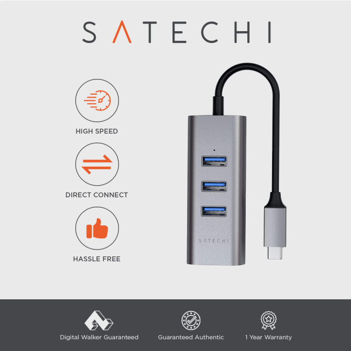 Satechi Type-C 2-in-1 3 Port USB 3.0 Hub & Ethernet | Lazada PH
