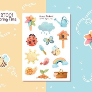 Sticker tự thiết kế - sticker sheet spring time - hình dán sổ nhật kí bullet journal - unim047