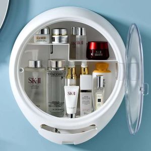 Bathroom Makeup Organizer Punch-free Large Capacity Jewelry Wall-mounted Cosmetic Storage Box Women Skin Care Beauty