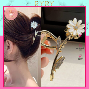 Kẹp Tóc Hoa Hướng Dương Đính Đá Thạch Bằng Kim Loại Xinh Xắn- Hottrend