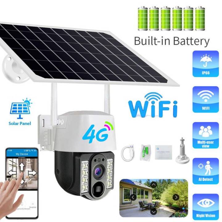V380Pro Outdoor wifi/4G Sim Card Camera Mini Solar Panel Surveillance Panel  Camera CCTV Wireless Security Protection Lazada PH
