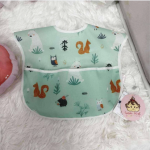 *มีโครงขอบกระเป๋า เสื้อกันเปื้อนกันน้ำทอพิเศษ สำหรับ 6 เดือน - 5 ขวบ