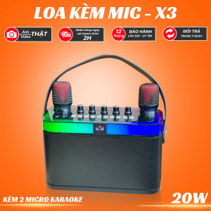 Loa karaoke mini X3 Kèm 2 Mic Karaoke Công Suất 20W phù hợp văn phòng hát trong nhà