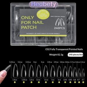 Heabety 240pcs False Nail Tips Soft Gel Fingertip Semi-matte Capsules Almond Teardrop T-shape Full Cover Artificial Fake Nails Extension