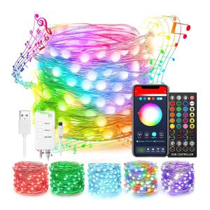Smart Wifi LED Christmas Lights 16 Fairy Light Colors 8 Light Modes 4 Brightness Levels Mic Music Adaptation Pattern Google Home Alexa Tuya Smart Life App Control Voice Command