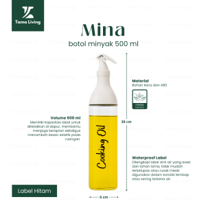 TAMA LIVING Mina Botol Minyak Korea Label Cutting 500 ml Bahan Kaca Estetik Wadah Minyak